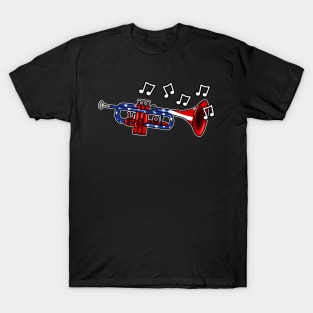 4th July Trumpet Trumpeter American Flag T-Shirt